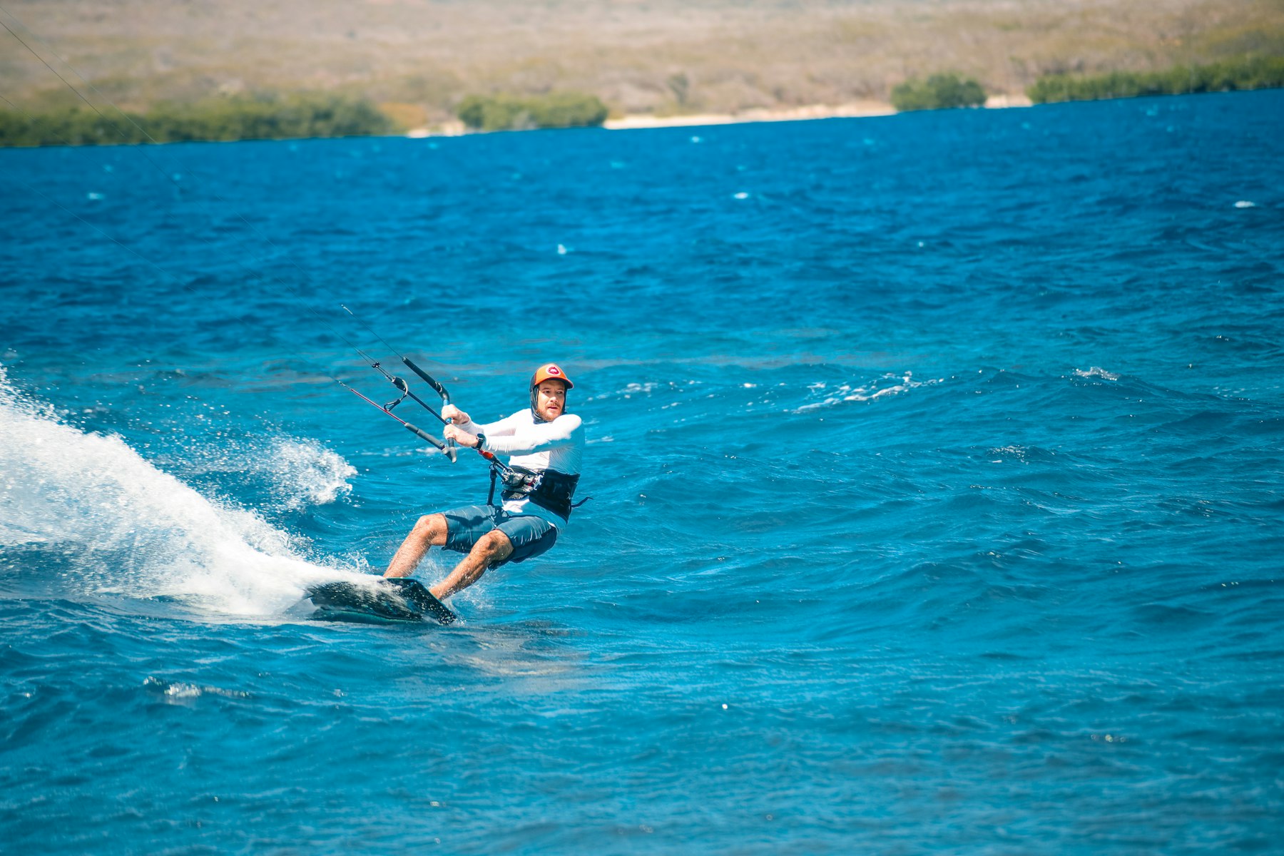 Kitesurfing off Ocean Park Beach in San Juan