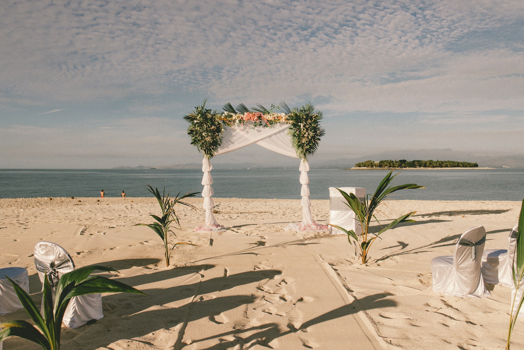 Beach wedding arch by the ocean